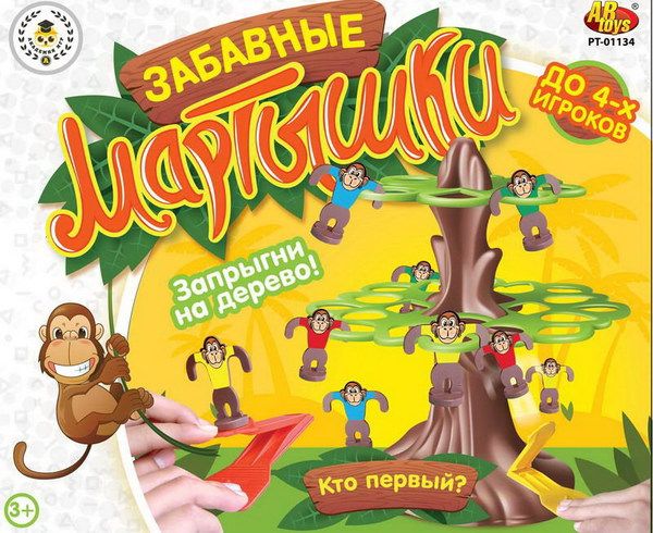 ABtoys (АБтойс) PT-01134 Игра настольная "Забавные мартышки", в коробке