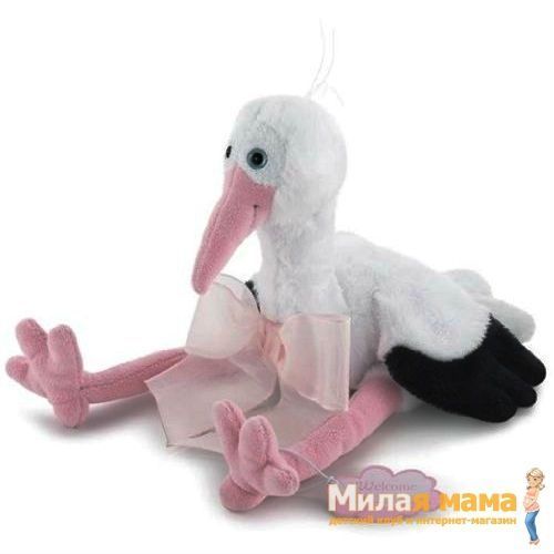 Trudi 28060 Мягкая игрушка Аист с розовым клювом, 24см
