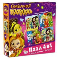 ORIGAMI 03919 Пазл 4в1 Сказочный патруль Волшебные подружки, 9-16-25-36 деталей + наклейки