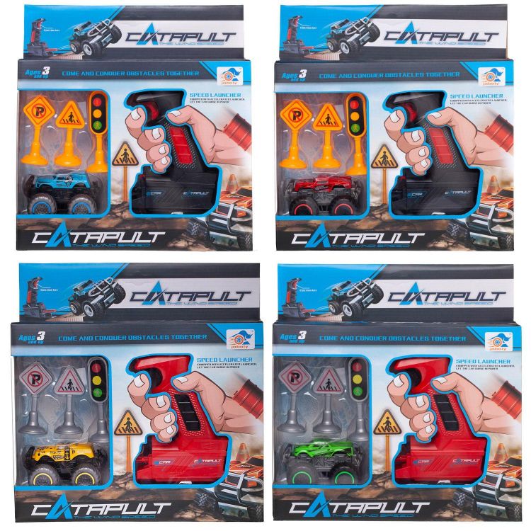 Junfa WT-07524 Машинка Junfa с пусковым устройством и игровыми предметами, 6х8,5х5см