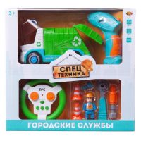 ABtoys (АБтойс) C-00438 Машинка-конструктор на радиоуправлении Abtoys Cпецтехника серия Городские службы Мусоровоз, со звуковыми и световыми эффектами
