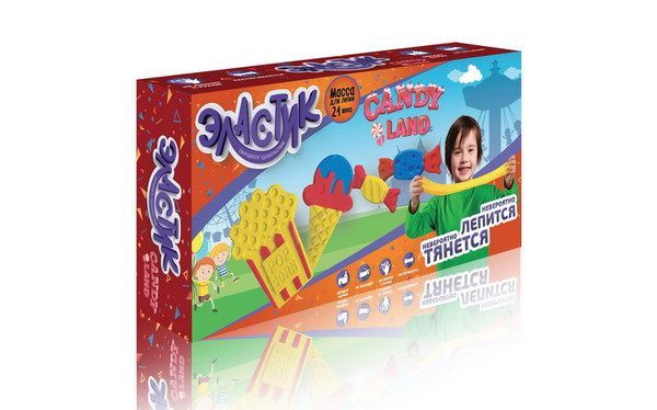 Масса для лепки ТМ "Эластик" Candy land, 3 цвета, 4 формочки