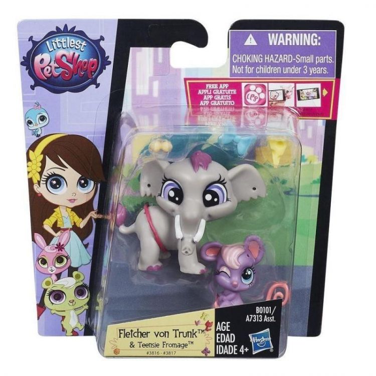 Hasbro B0101 LPS Зверюшка и малыш с аксессуарами Слон и мышонок