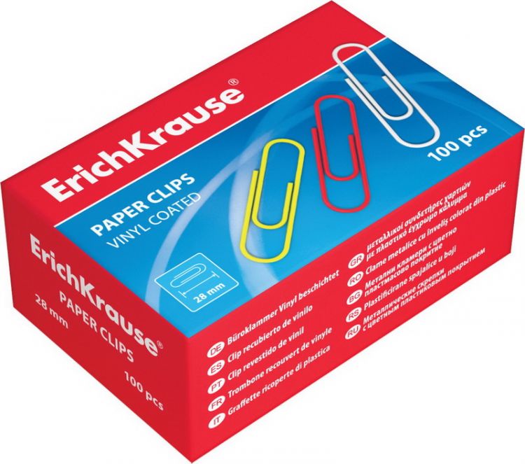 ErichKrause 24872EK Скрепки цветные ErichKrause, 33 мм, 100 шт.