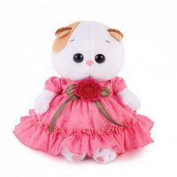 BUDI BASA LB-013 Мягкая игрушка Кошечка Ли-Ли BABY в платье с вязаным цветочком, 20 см
