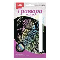LORI Гр-594 Гравюра малая "Попугай на ветке"