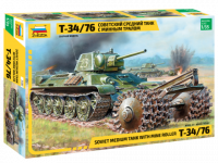 Звезда 3580 Сборная модель Советский средний танк с минным тралом Т-34/76, 1:35