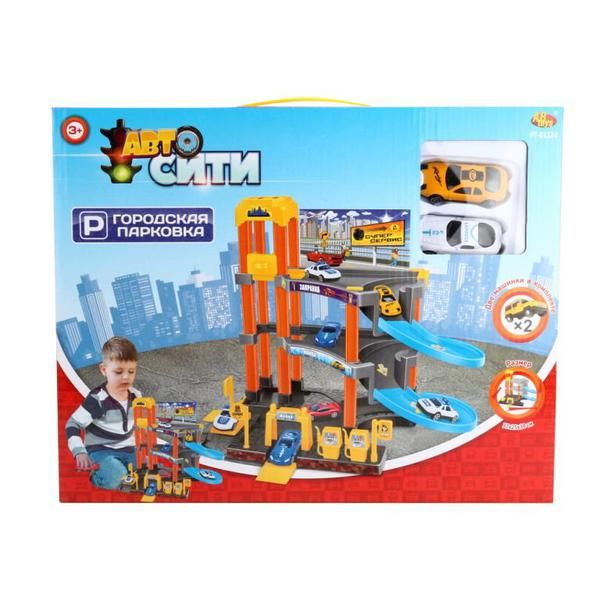 ABtoys PT-01324 Парковка "АвтоСити", 3-х уровневая с лифтом, в наборе с машинками и аксессуарами
