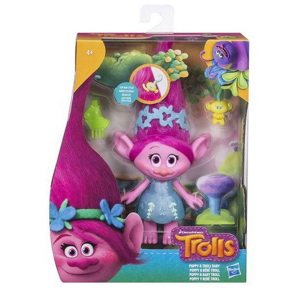 Hasbro E0144 Trolls Фигурка тролля c заколочками для волос, Розочка