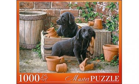 Masterpuzzle 6908 Пазл Щенки черного лабрадора, 1000 элементов