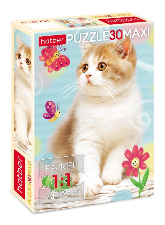 Hatber 30ПЗ4-21022 Пазл Hatber MAXI Пушистый котик 30 элементов 210х290мм