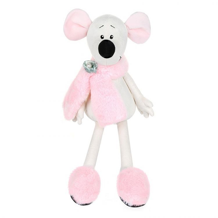 Maxitoys MT-MRT021926-23 Luxury Мягкая игрушка Крыса Василиса в розовом шарфике и тапочках, 23 см