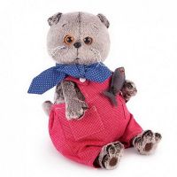 BUDI BASA Ks22-066 Мягкая игрушка Кот Басик в красном комбинезоне, 22 см