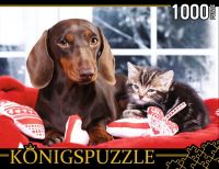 Konigspuzzle ГИК1000-8239 Пазлы Такса и котенок, 1000 элементов