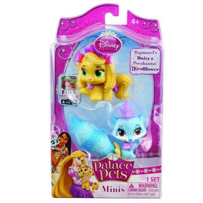 Palace Pets Minis 20775/20806 Енот Покахонтас Windflower и щенок Рапунцель Daisy, 2 фигурки 4 см