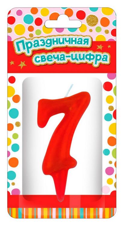 ND Play 297390 Свеча для торта ND Play Тортик цифра 7 парафиновая, цвет красный