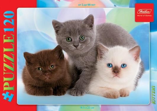 Hatber 120ПЗ5-07186 Пазл Hatber Три котенка 120 элементов А5 формат 230Х165мм