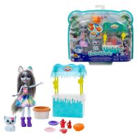 Mattel GJX37 Энчантималс Игровой набор Кукла Хаски Хана Стенд с угощениями