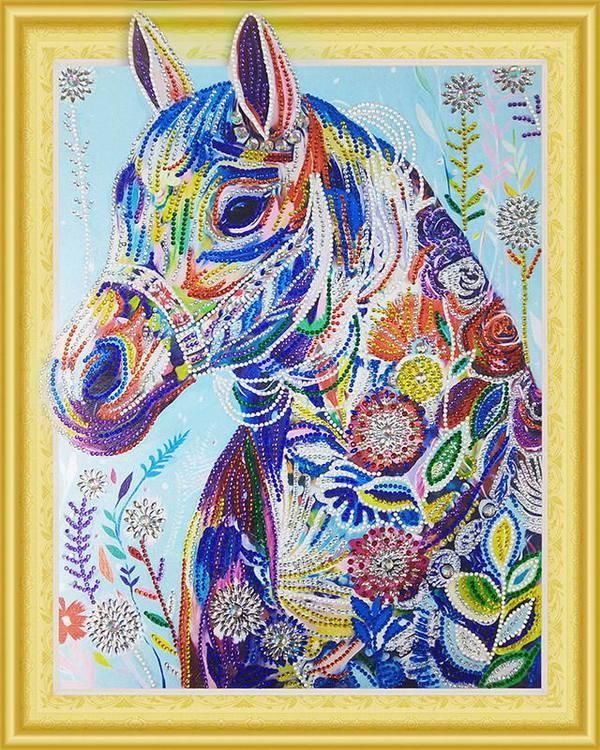 Color Kit FKU011 FKU011/Цветочная лошадь- алмазная картина с фигурными стразами