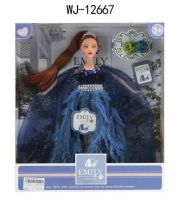 ABtoys (АБтойс) WJ-12667 Кукла ABtoys Emily Синяя серия (платьем с прозрачной накидкой), аксессуары, 30см