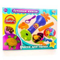 MERX Limited 085348 Набор Масса для лепки. Готовим кексы, 4 шт баночек разных цветов  с тематическими аксессуарами,  20 предметов