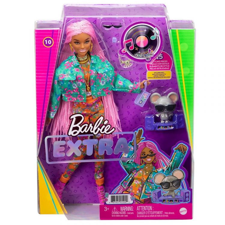 Mattel GXF09 Кукла Mattel Barbie Экстра с розовыми косичками