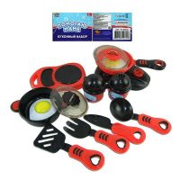ABtoys PT-00330 Помогаю Маме Набор посуды для кухни с продуктами, в наборе 14 предметов, в сетке