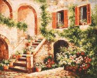 Раскраски по номерам. Цветущий дворик, 40*50 см