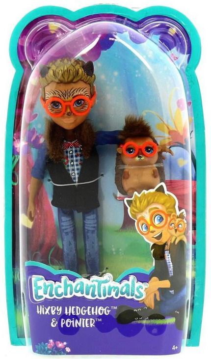 Mattel FJJ22  Энчантималс Кукла Хиксби Ёжик с любимой зверушкой, 15 см