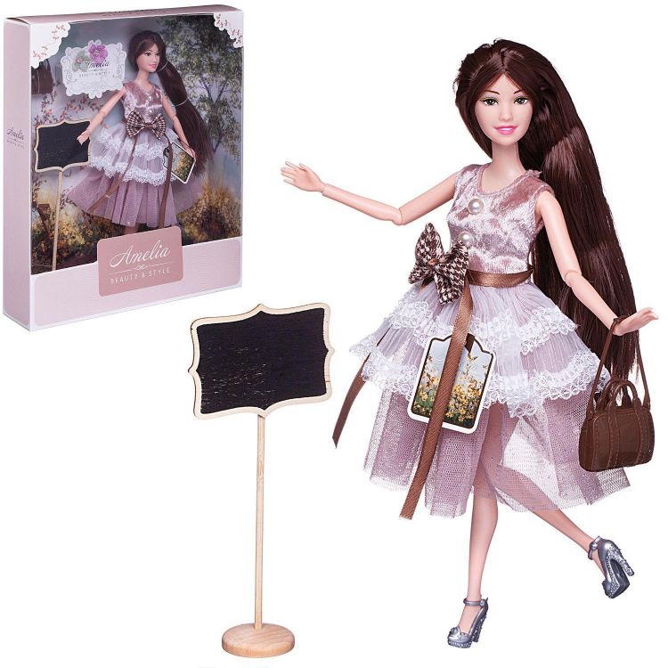 ABtoys (АБтойс) PT-01633 Кукла ABtoys "Amelia. Летний вечер" в платье без рукавов с двухслойной юбкой, темные волосы 30см
