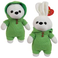 ABtoys M5149 Knitted Мягкая игрушка Зайка вязаный, в зеленом костюмчике, 22 см