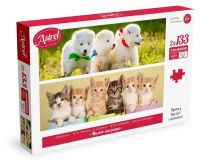 Astrel 05724 Пазл Astrel Панорама "Милые малышы" котята и щеночки 2 картинки по 133 элемента