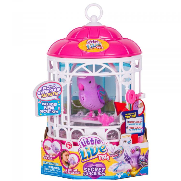 Little Live Pets S7 28398 Интерактивная птичка в клетке, розовая