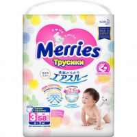 MERRIES 62020073 Трусики-подгузники Merries размер M 6-11 кг 58 шт