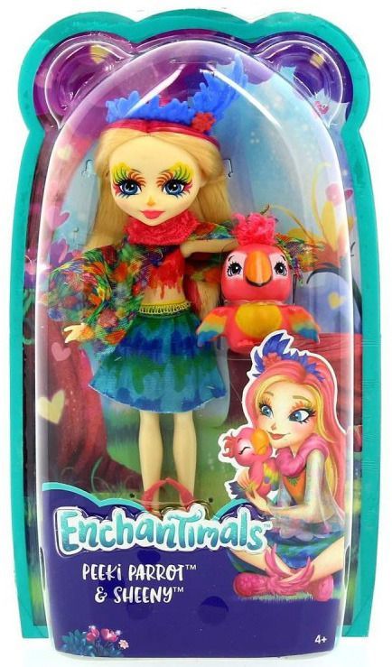 Mattel FJJ21 Энчантималс Кукла Пикки Попугай с любимой зверушкой, 15 см