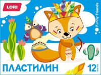 LORI Плф-003 Пластилин FUNNY FRIENDS, 12 цветов, по 15 гр., без европодвеса