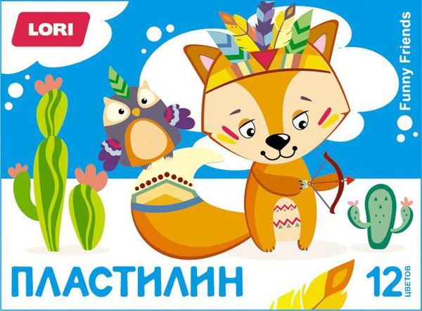 LORI Плф-003 Пластилин FUNNY FRIENDS, 12 цветов, по 15 гр., без европодвеса