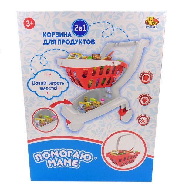 ABtoys PT-00622 Корзина для продуктов 2 в 1 "Помогаю Маме", 27 предметов