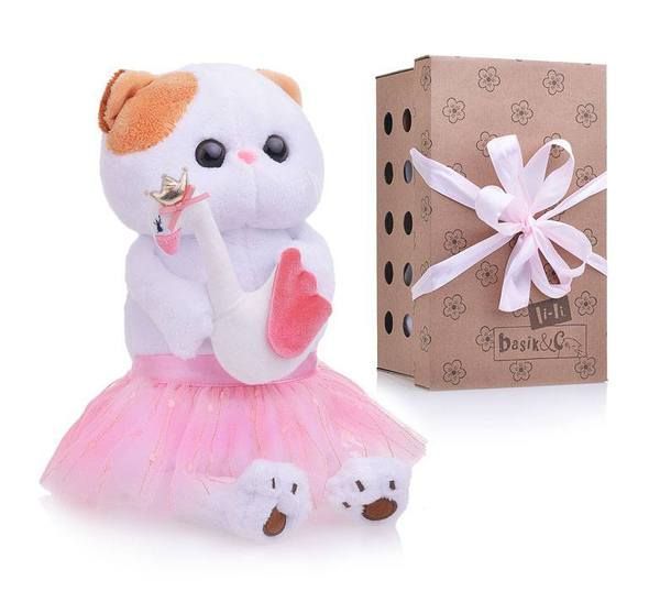 BUDI BASA LK24-006 Мягкая игрушка Кошечка Ли-Ли балерина с лебедем, 24 см