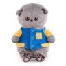 BUDI BASA BB-052 Мягкая игрушка Кот Басик BABY в синей куртке с желтой отделкой, 20 см