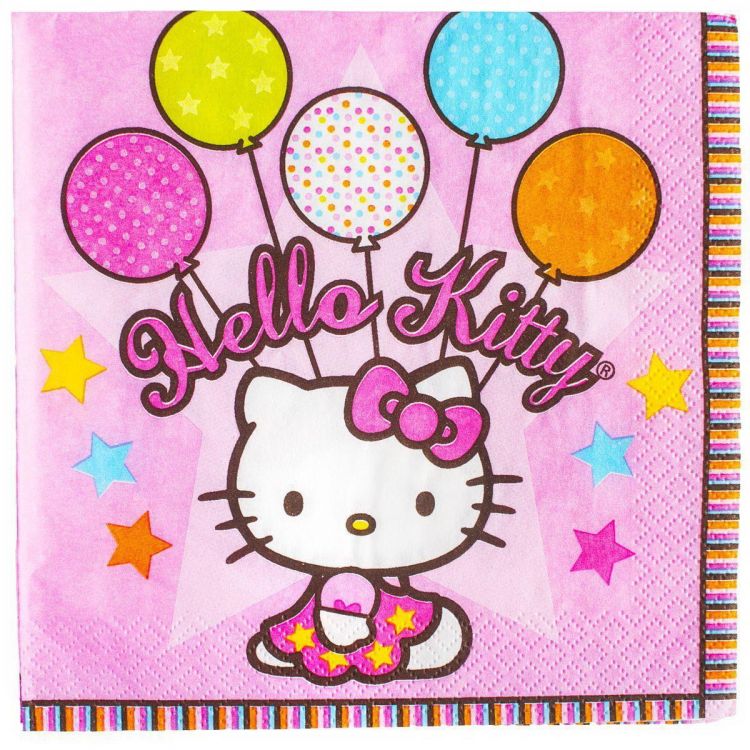 Веселая Затея 1502-0930 Товары для праздника Веселая Затея Салфетка Hello Kitty 33см 16шт Веселая Затея 1502-0930 Товары для праздника Веселая Затея Салфетка Hello Kitty 33см 16шт