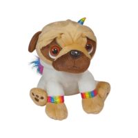 Keel toys SD2496 Мягкая игрушка Pugsley Мопс в белом наряде радужного единорога, 21 см