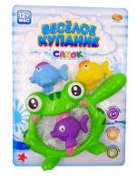 ABtoys PT-00517(WA-C9966) Резиновые игрушки для ванной "Веселое купание", в.наборе 4 шт. (3 рыбки и лягушка-сачок)