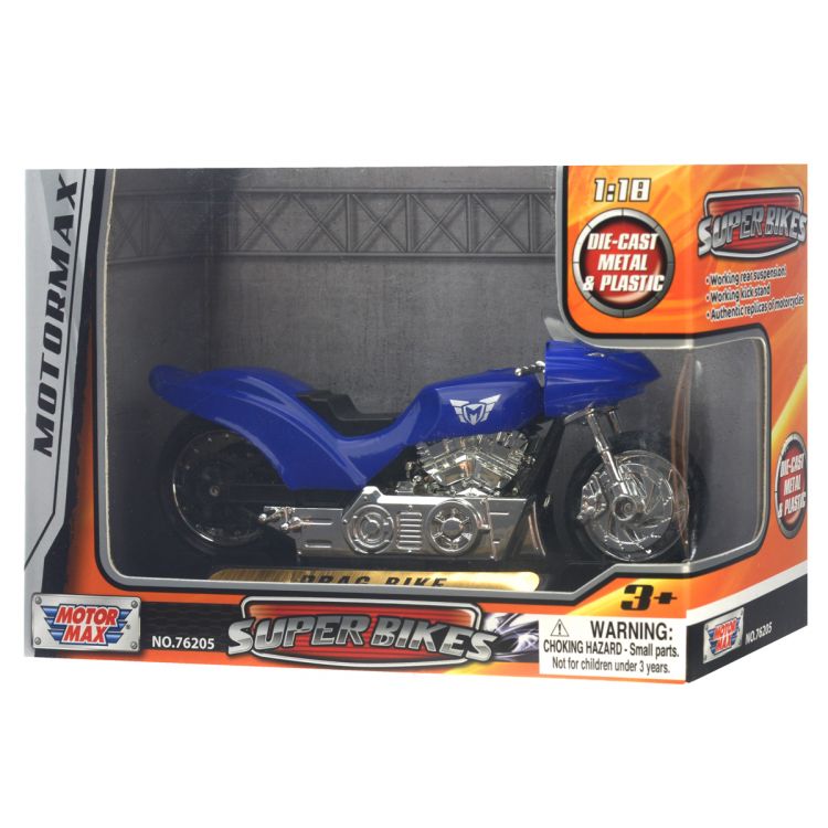 Motormax 76205 Коллекционная модель мотоцикла MX Series - Drag Bike, синий
