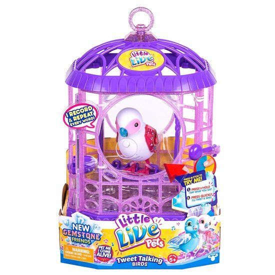 Little Live Pets 28358 Интерактивная птичка Bessie Bestie в клетке, белая