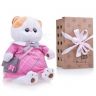BUDI BASA LK24-007 Мягкая игрушка Кошечка Ли-Ли в розовом платье с серой сумочкой, 24 см