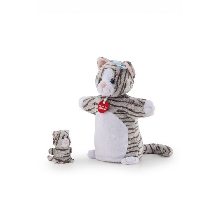 Trudi 29865 Мягкая игрушка Кошка с котенком (игрушка на руку), 28 см
