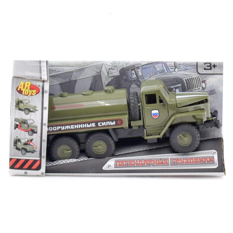 ABtoys M7711-3A Автоцистерна военный бензовоз "Урал", со звуком и светом, 20.5×10.3×9.5 см