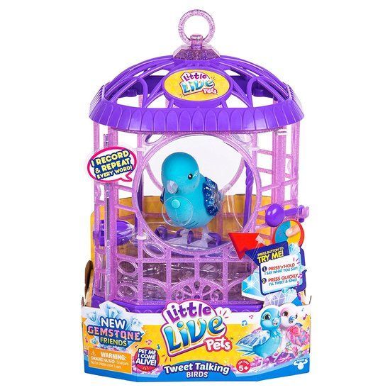 Little Live Pets 28359 Интерактивная птичка Bessie Bestie в клетке, голубая