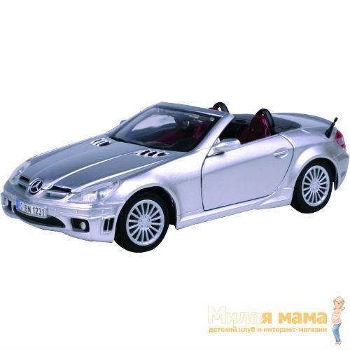 Motormax 73292 Коллекционная модель машины Mercedes Benz SLK55 АMG, 1:24, серебристая